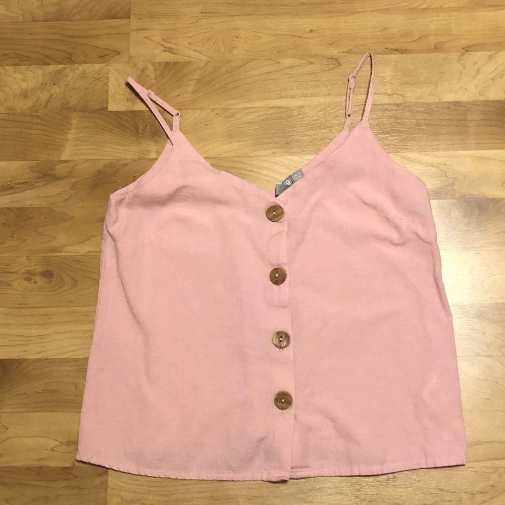 Pink Button Up Linen Cami